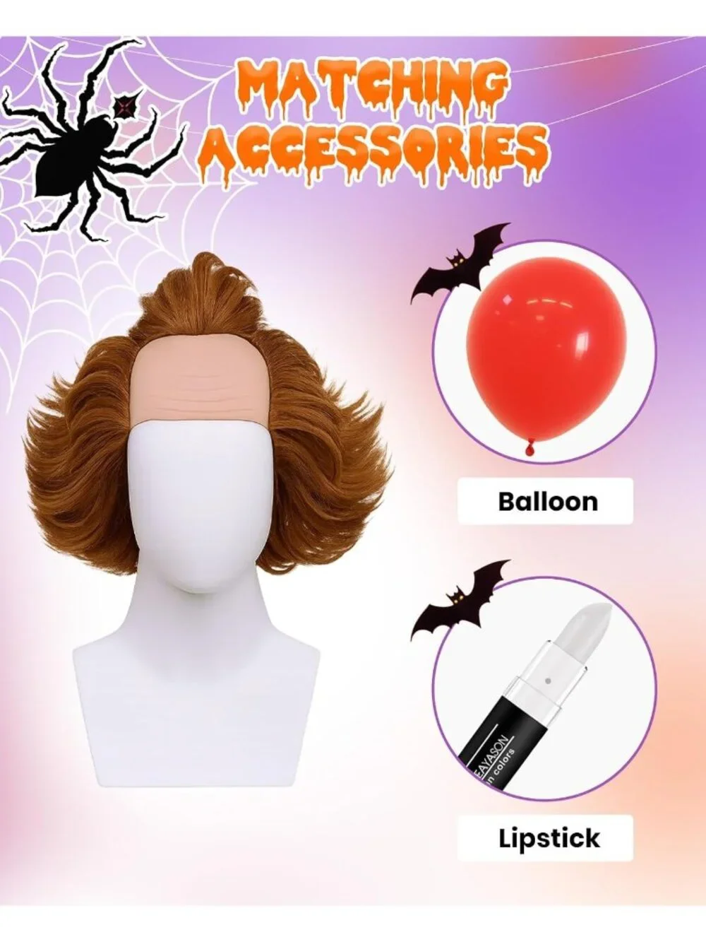 Women's Brown Short Cosplay Convenient Set Include Adjustable Wig Cap Headpiece